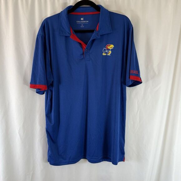 Colosseum Athletics Other - KU Polo Colosseum Men's XL Blue Short Sleeve Collared Pullover Jayhawks
